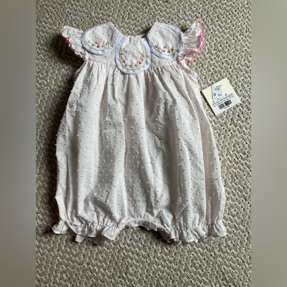 NWT Sophie and Lucas Pink Lawn Party Petal Playsuit 9M